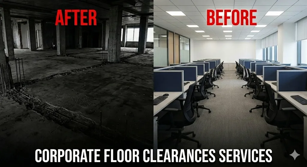 Disassembled corporate workstations flat-packed carefully during an office furniture dismantling MG Road assignment.